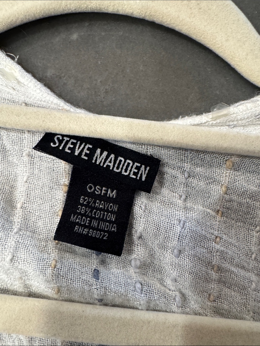 Steve Madden Cream Knit Top with Blue & Tan Stitching - Picture 3 of 3